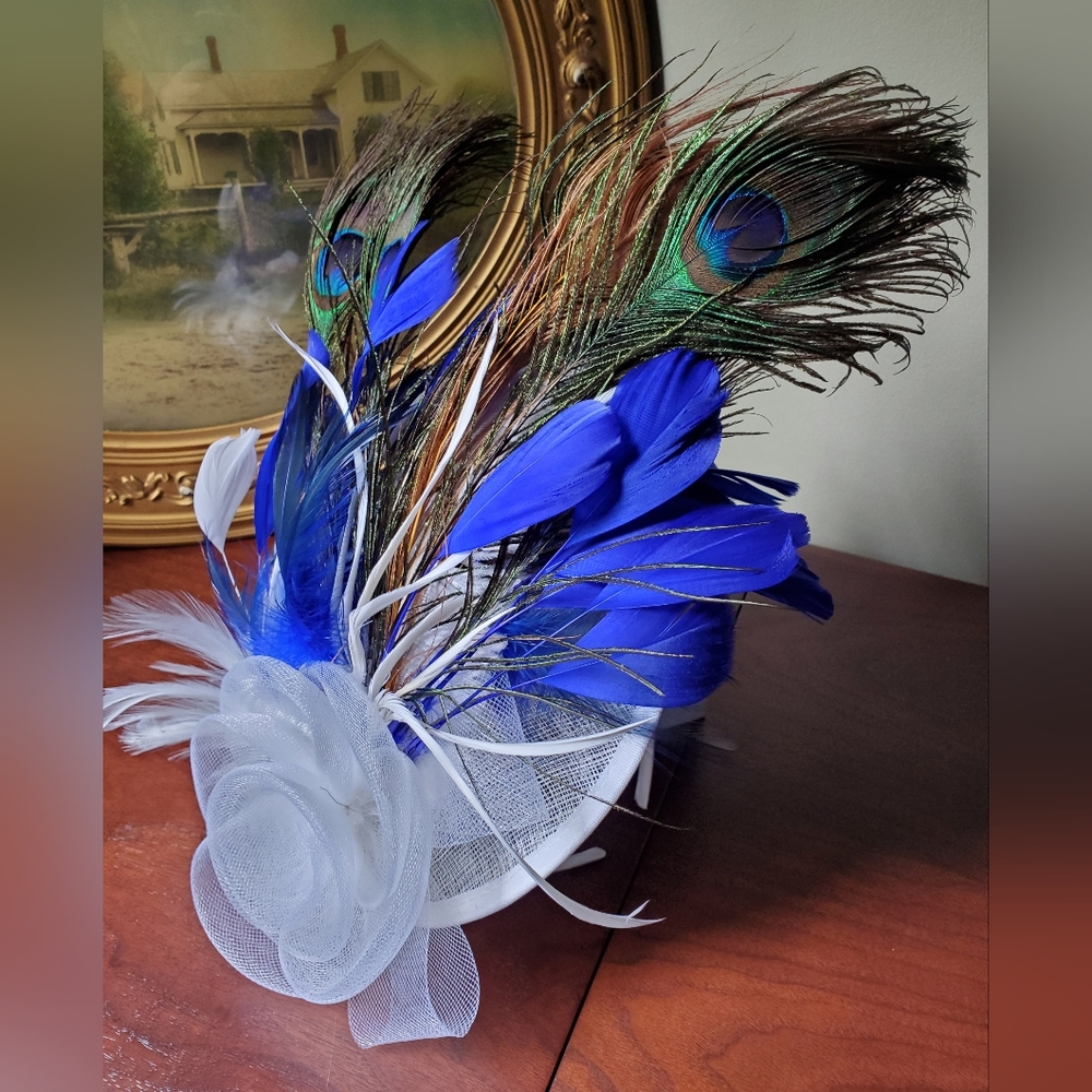 Sinamay Fascinator with Peacock Feathers